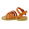 Child's gladiator braided sandals in orange calf leather with buckle closure