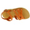 Sandales tressées pour enfant en cuir de veau orange avec fermeture à boucle