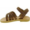 Geflochtene Gladiator sandalen für Jungen aus braunem Nubuk leder mit Schnallen verschluss