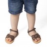 Child's gladiator braided sandals in brown nubuck leather with buckle closure