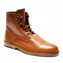Men's tan leather ankle boots handmade in Italy