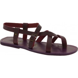 Gladiatoren sandalen aus echtem Violett Rinderleder
