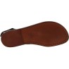 Handmade flat strappy sandals in dark brown calf leather