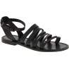 Women's thong sandals in black leather handmade in Italy