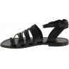 Damen-Riemchen-Sandalen aus Schwarzem Leder in Italien von Handgefertigt