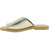 Women's handmade flat thong sandals in gold laminated calf leather