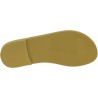 Handgefertigte Slip-On Tanga sandalen für Damen aus gold laminiertem Kalbs leder