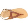 Tropfenförmige sandalen für Damen handgefertigt aus braunem Kalbs leder