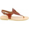 Women's handmade drop-shaped thong sandals in brown calfskin