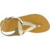 Tropfenförmige sandalen für Damen handgefertigt aus gold laminiertem Kalbsleder