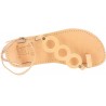 Women's thong sandals with circles handmade in nude color calfskin