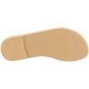 Women's thong sandals with circles handmade in nude color calfskin