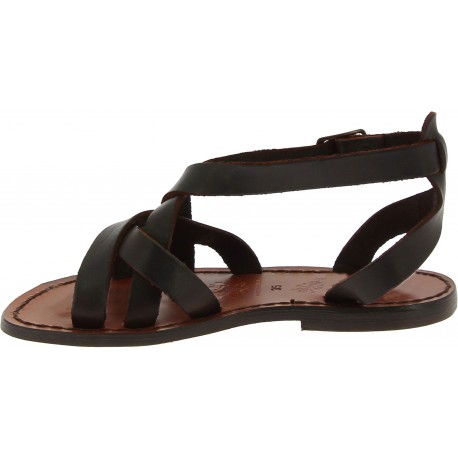 Handmade leather sandals in brown leather for ladie | The leather craftsmen
