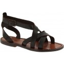 Handmade leather sandals in brown leather for ladie