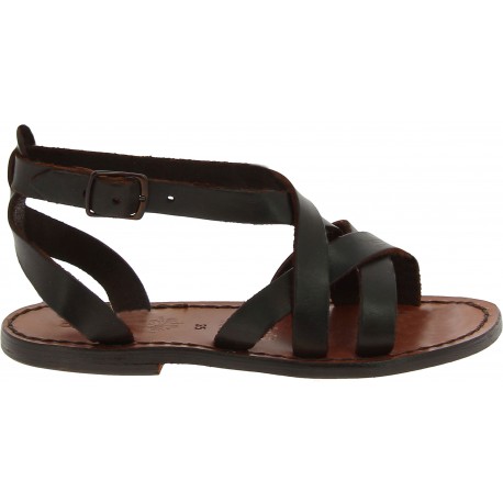 Handmade leather sandals in brown leather for ladie | The leather craftsmen