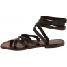 Women's dark brown leather strappy sandals handmade in Italy