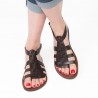 Damen-Sandalen aus dunkelbraunem Leder Handgefertigt in Italien
