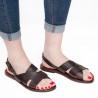 Brown leather franciscan sandals for women handmade in Italy