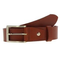 Vegetable tanned leather belt with classic metal buckle