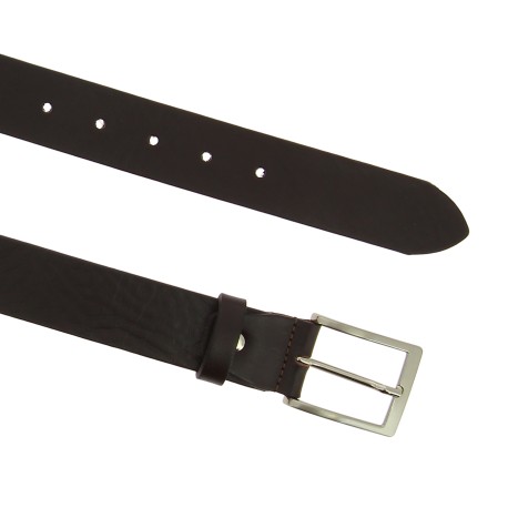 Vegetable tanned dark brown leather belt with metal buckle | The ...