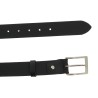 Black vegetable tanned leather belt with metal buckle