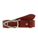 Vegetable tanned leather belt with casual metal buckle