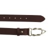 Dark brown bull leather belt with casual metal buckle