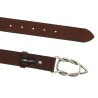 Dark brown bull leather belt with casual metal buckle
