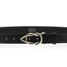 Black bull leather belt with casual metal buckle