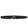 Black bull leather belt with casual metal buckle