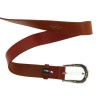 Brown leather belt with metal scaled buckle