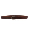 Cinturón de piel marrón oscuro con hebilla de escamas de metal