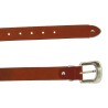 Cintura in pelle marrone con fibbia e puntale in metallo inciso