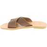Men's slipper sandals with crossed bands in dark brown nubuck leather