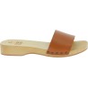 Handmade wooden clogs for men with tan leather band