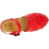 Handmade women's clogs with red leather cage upper