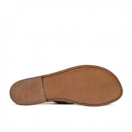 Women's leather thong sandals Handmade in Italy in mud cuir leather ...