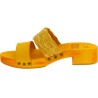 Yellow mules with leather and rafia band Handmade