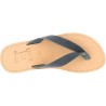 Men's handmade slip-on thong sandals in black nubuck leather