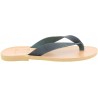 Men's handmade slip-on thong sandals in black nubuck leather