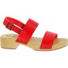 Wood clogs for women with red leather bands Handmade