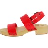 Wood clogs for women with red leather bands Handmade