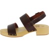Wood clogs for women with dark brown leather bands Handmade