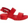 Red mules with genuine leather band Handmade