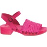 Pink wooden clogs with woven genuine leather band Handmade
