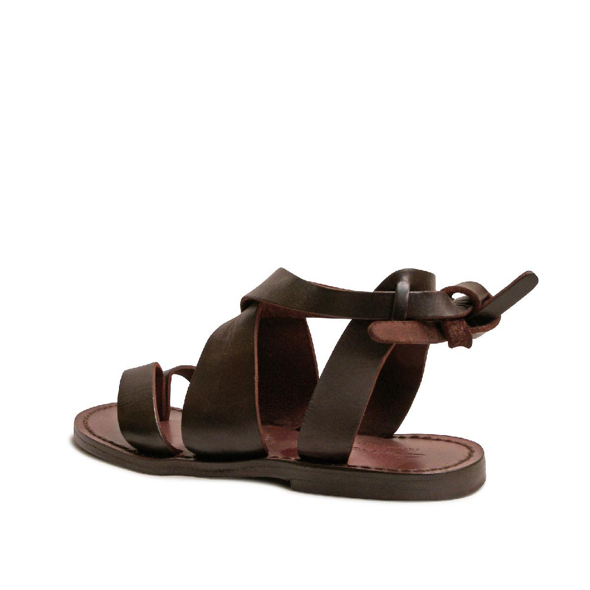 Women sandals in Dark Brown Leather handmade in Italy | The leather
