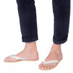 White leather thongs sandals for men Handmade