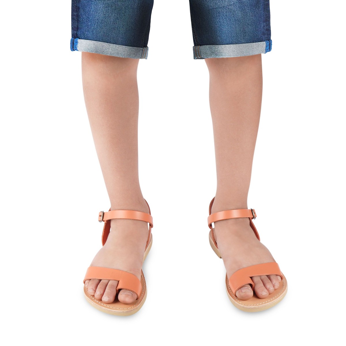Sandalia para niño de piel de becerro naranja con cierre de hebilla Attica sandals Zapatos Zapatos para niño Sandalias 