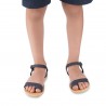 Mädchen sandalen aus fuchsiafarbenem Kalbsleder mit Schnallen verschluss