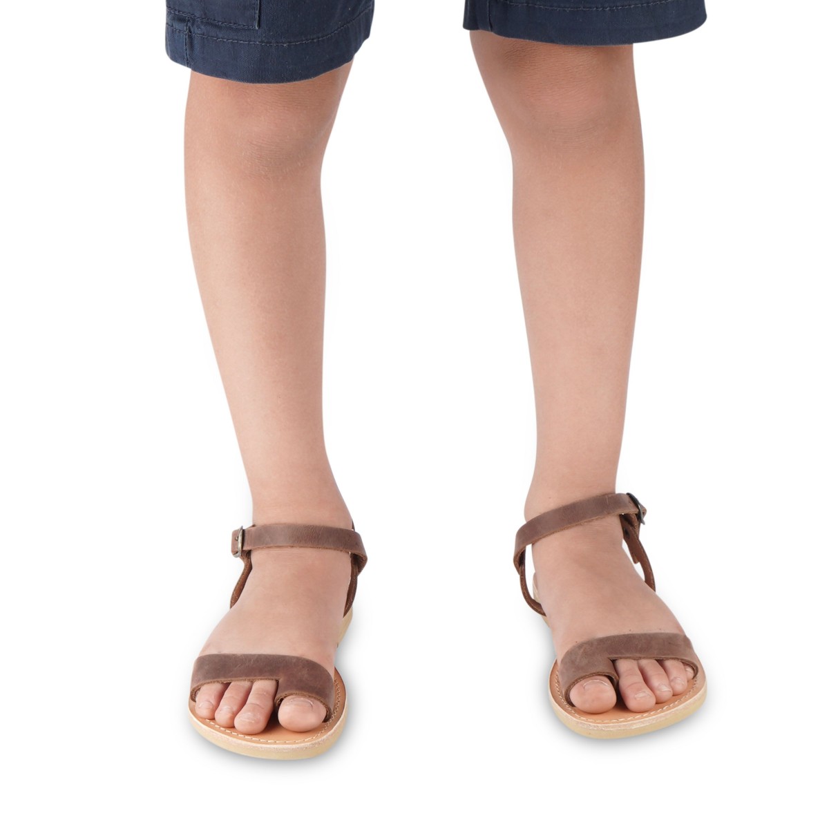 Attica sandals Sandalias para niño en piel nobuck marron oscuro con cierre de hebilla Zapatos Zapatos para niño Sandalias 